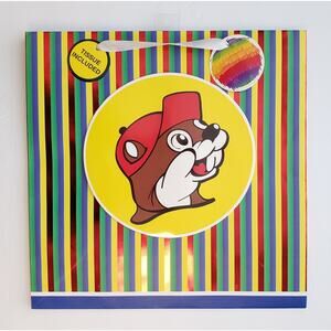 Buc-ee’s Bucees Birthday Party Gift Bag w/ Tissue Paper Tag NEW 13 x 13" Stripes